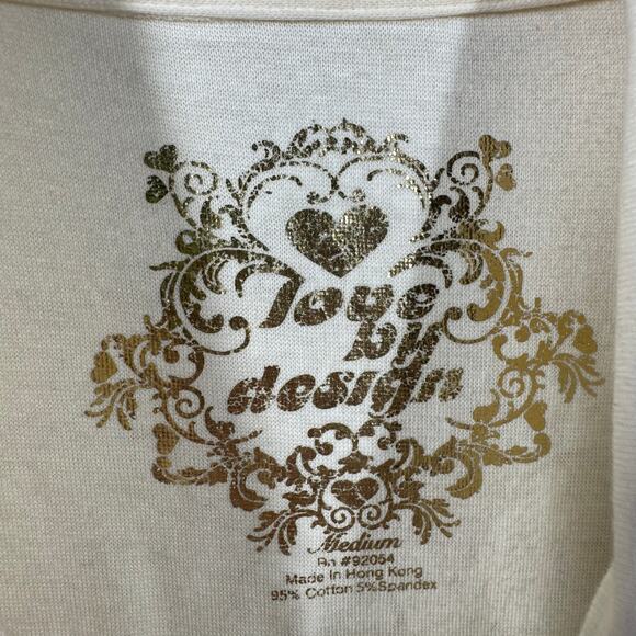 Love by Design Jacket Women M Cream Gold Metallic Graphic Long Line Y2K Spring - Picture 7 of 7